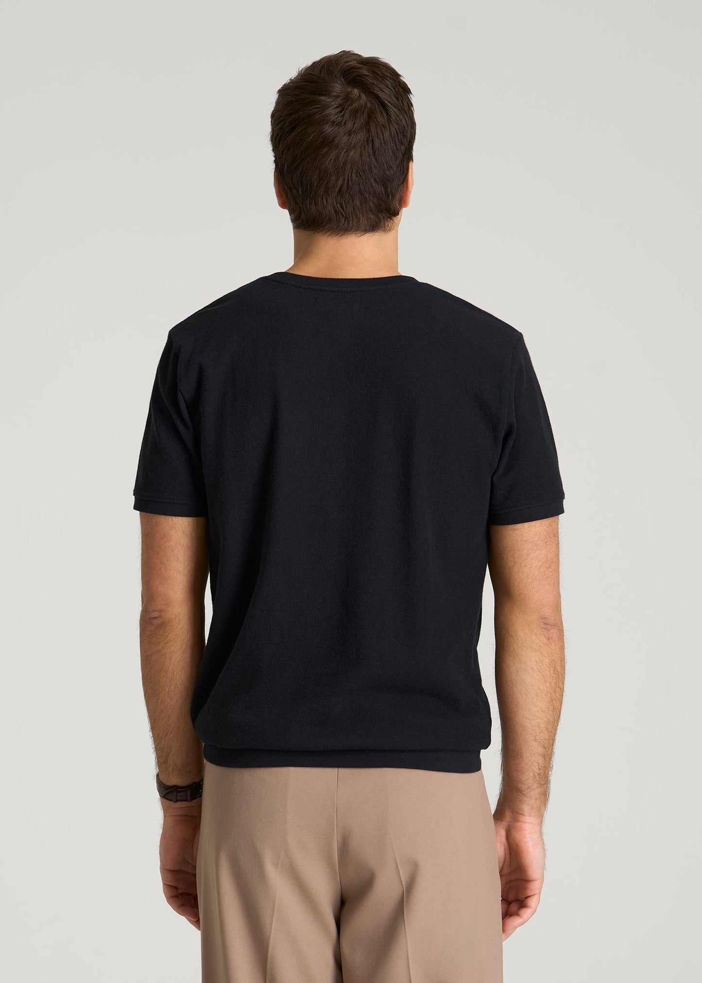 American Tall Men Terry Cotton Pocket Tee for Tall Men in Black