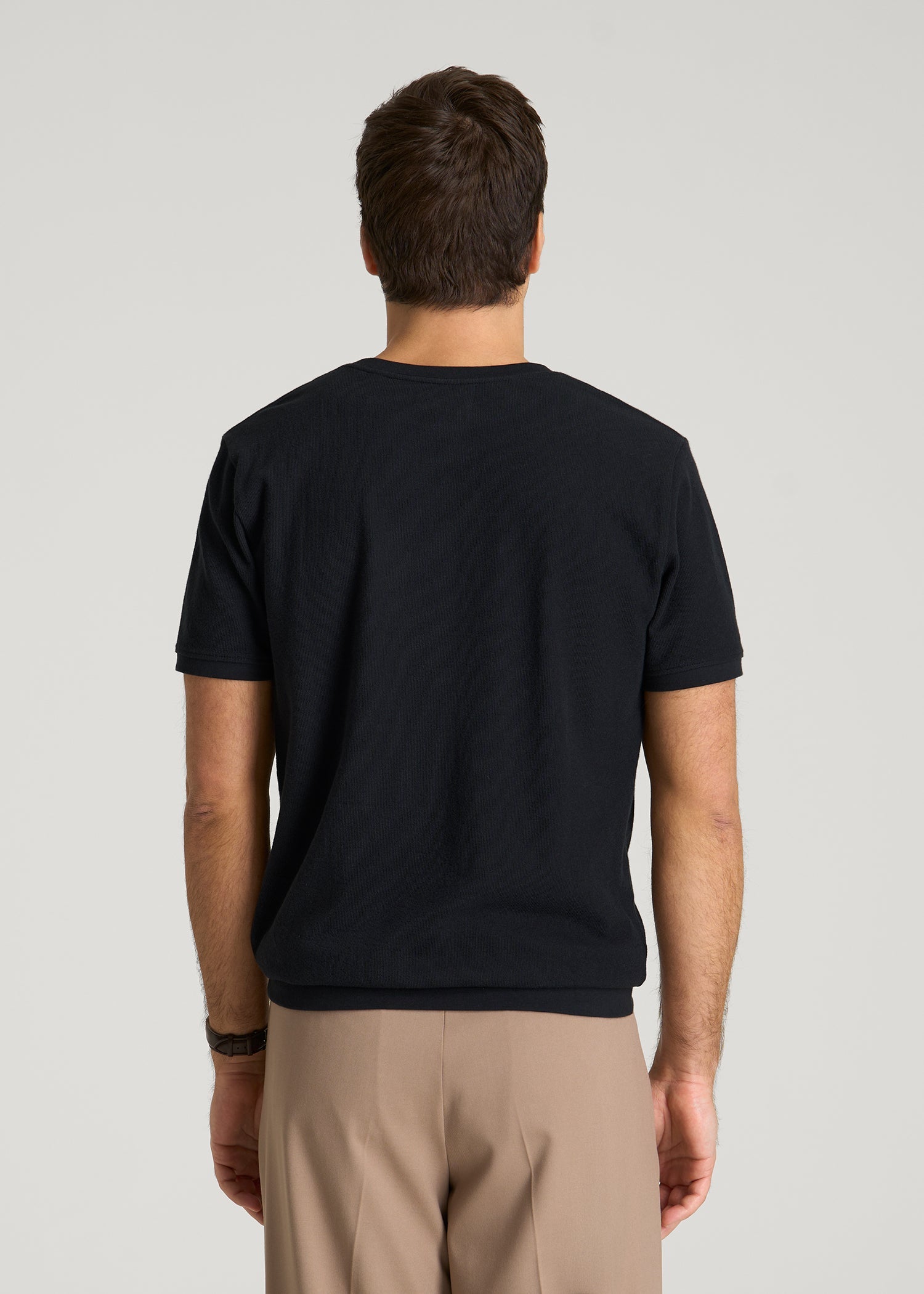 American Tall Men Terry Cotton Pocket Tee for Tall Men in Black