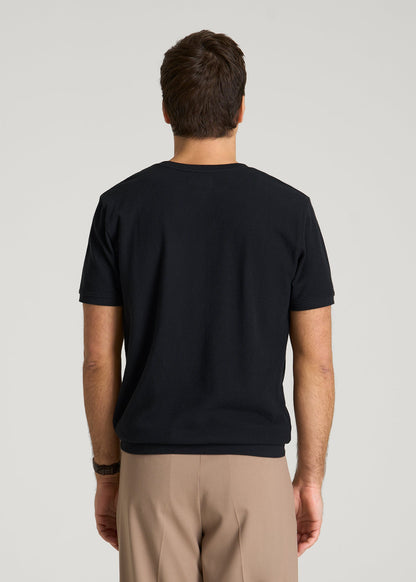 American Tall Men Terry Cotton Pocket Tee for Tall Men in Black