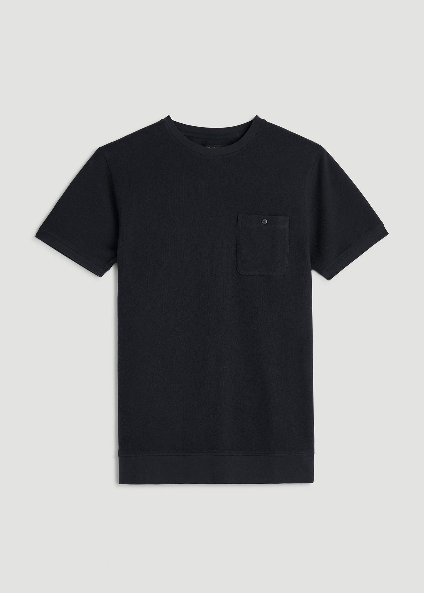 American Tall Men Terry Cotton Pocket Tee for Tall Men in Black