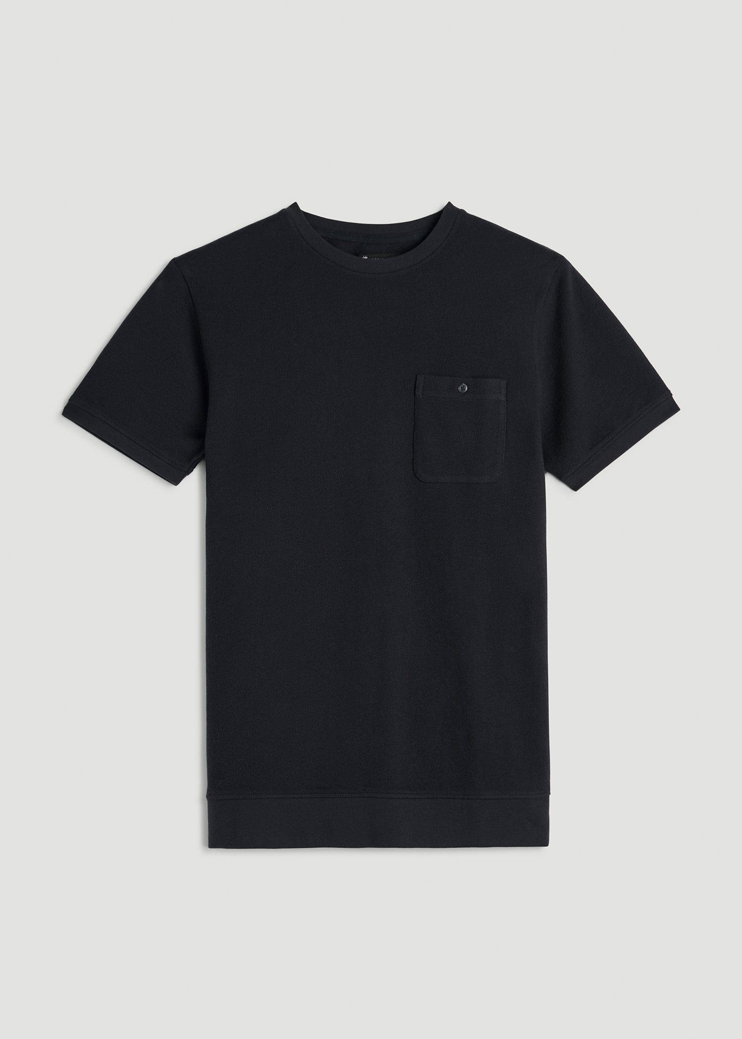 American Tall Men Terry Cotton Pocket Tee for Tall Men in Black