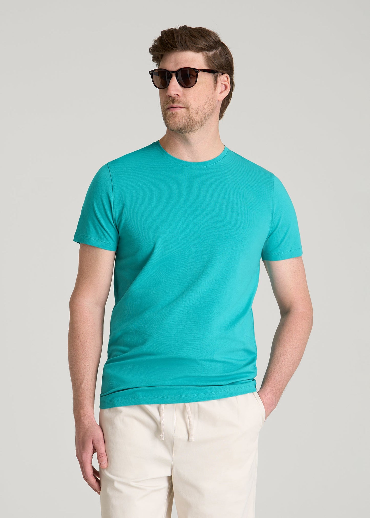 American Tall Men The Essential Modern Fit Crewneck Tee for Tall Men in Baltic Turquoise