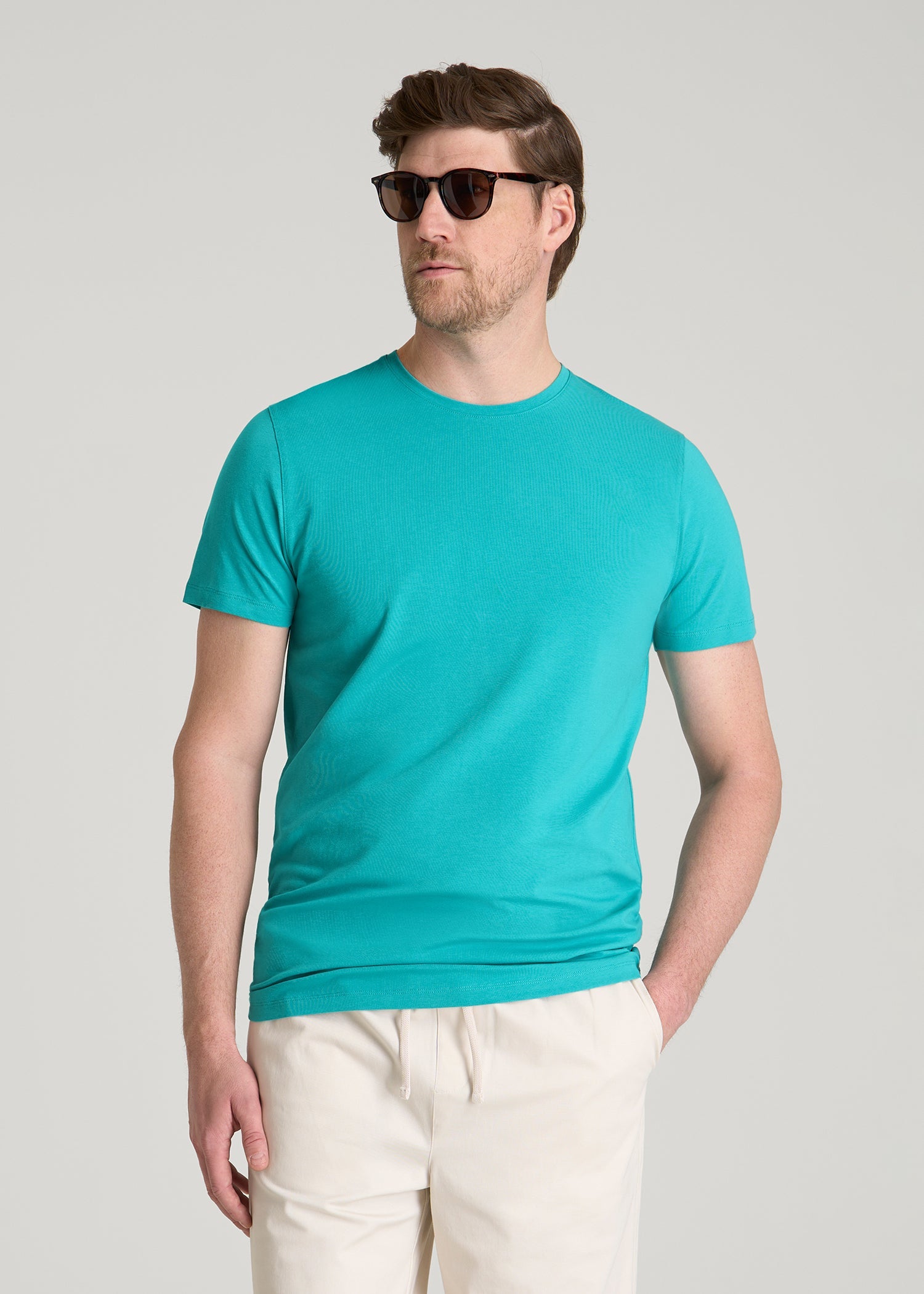 American Tall Men The Essential Modern Fit Crewneck Tee for Tall Men in Baltic Turquoise