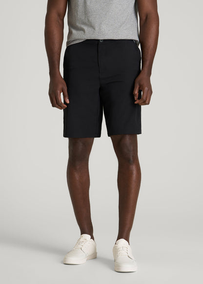 American Tall Men Stretch Hybrid Shorts for Tall Men in Deep Black