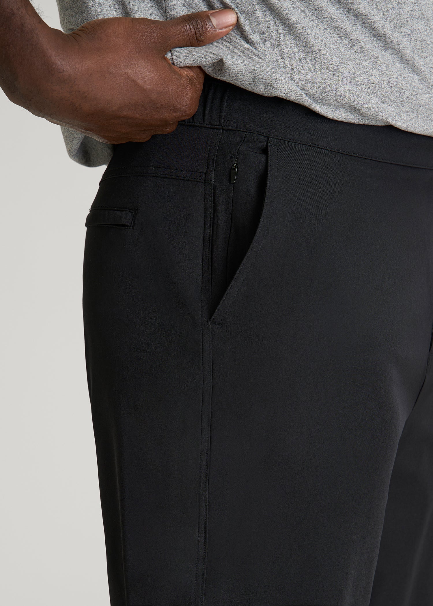 American Tall Men Stretch Hybrid Shorts for Tall Men in Deep Black