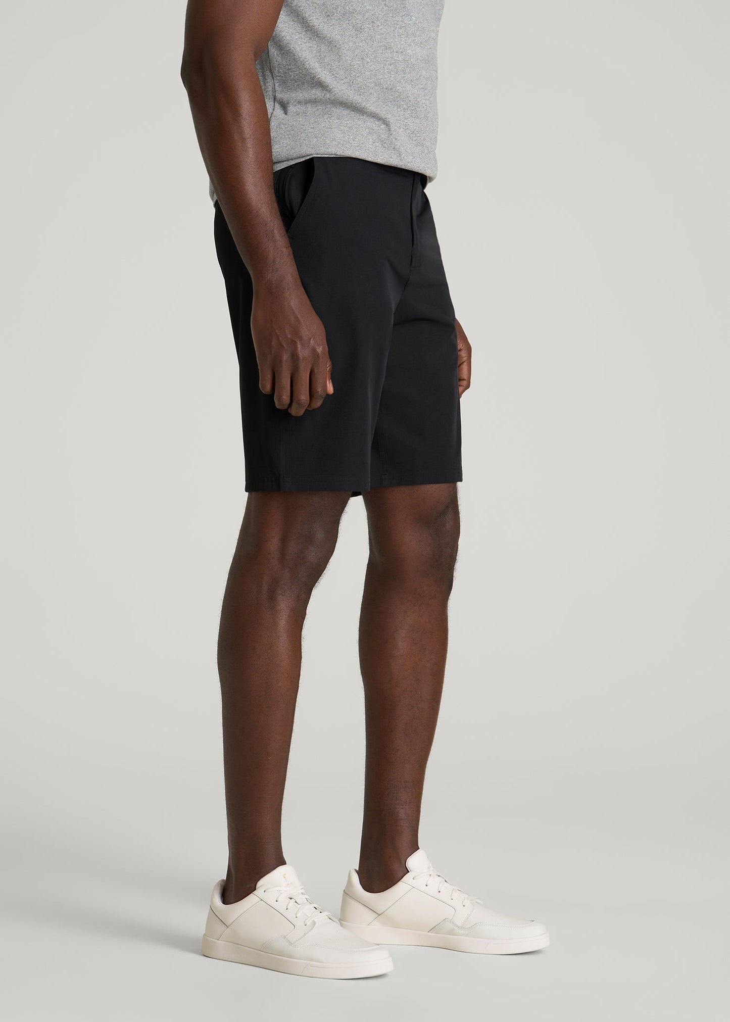 American Tall Men Stretch Hybrid Shorts for Tall Men in Deep Black
