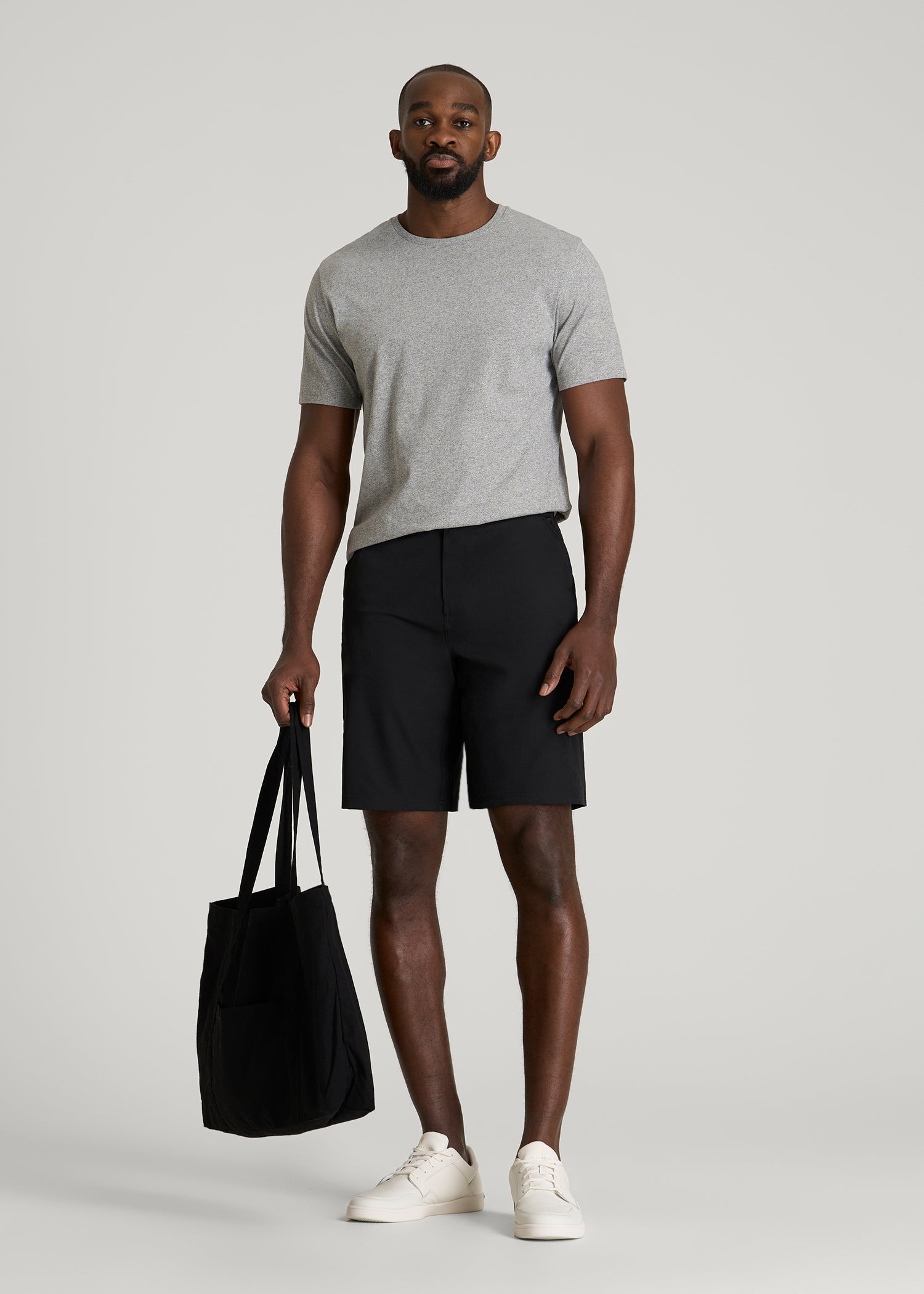 American Tall Men Stretch Hybrid Shorts for Tall Men in Deep Black