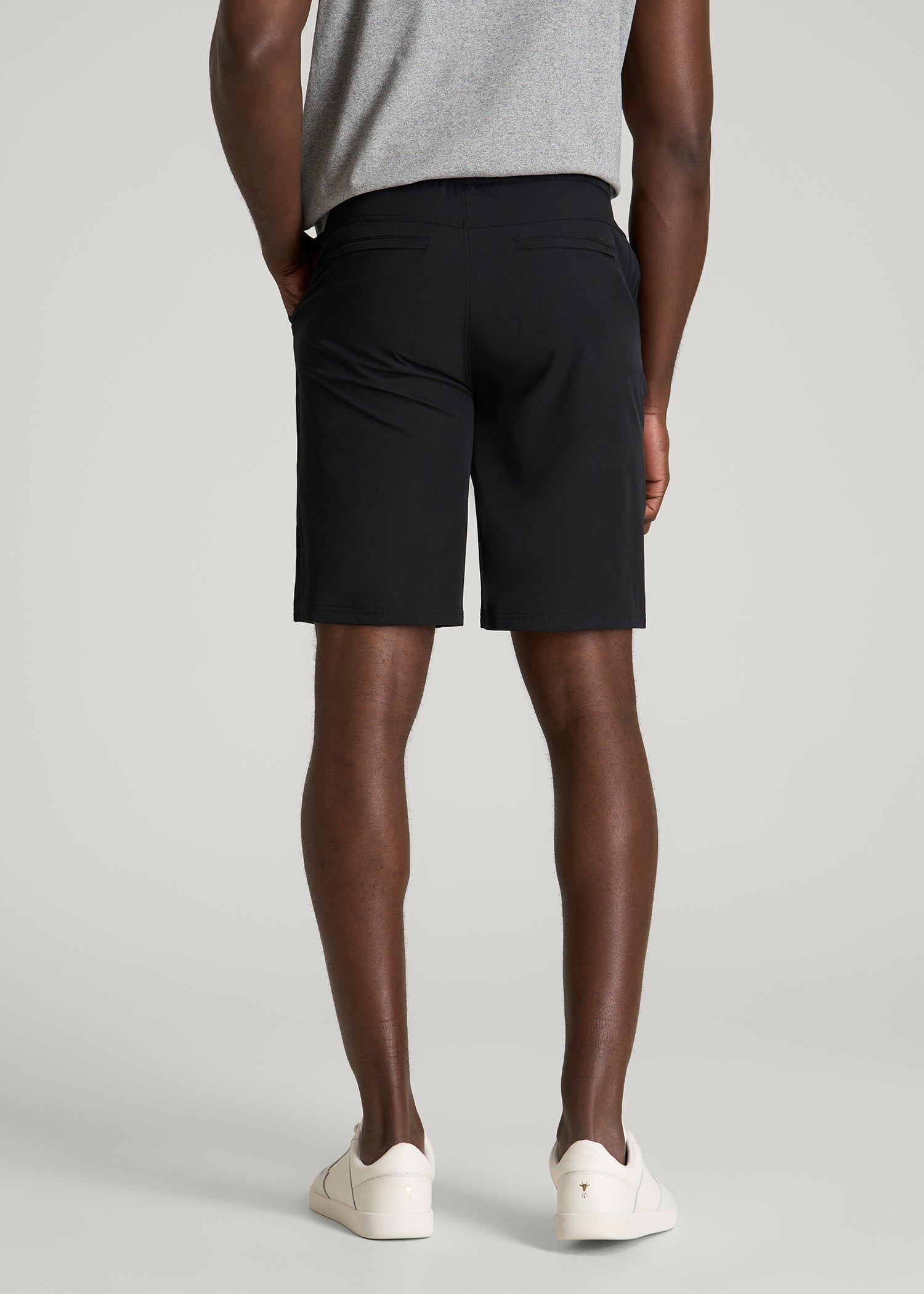 American Tall Men Stretch Hybrid Shorts for Tall Men in Deep Black