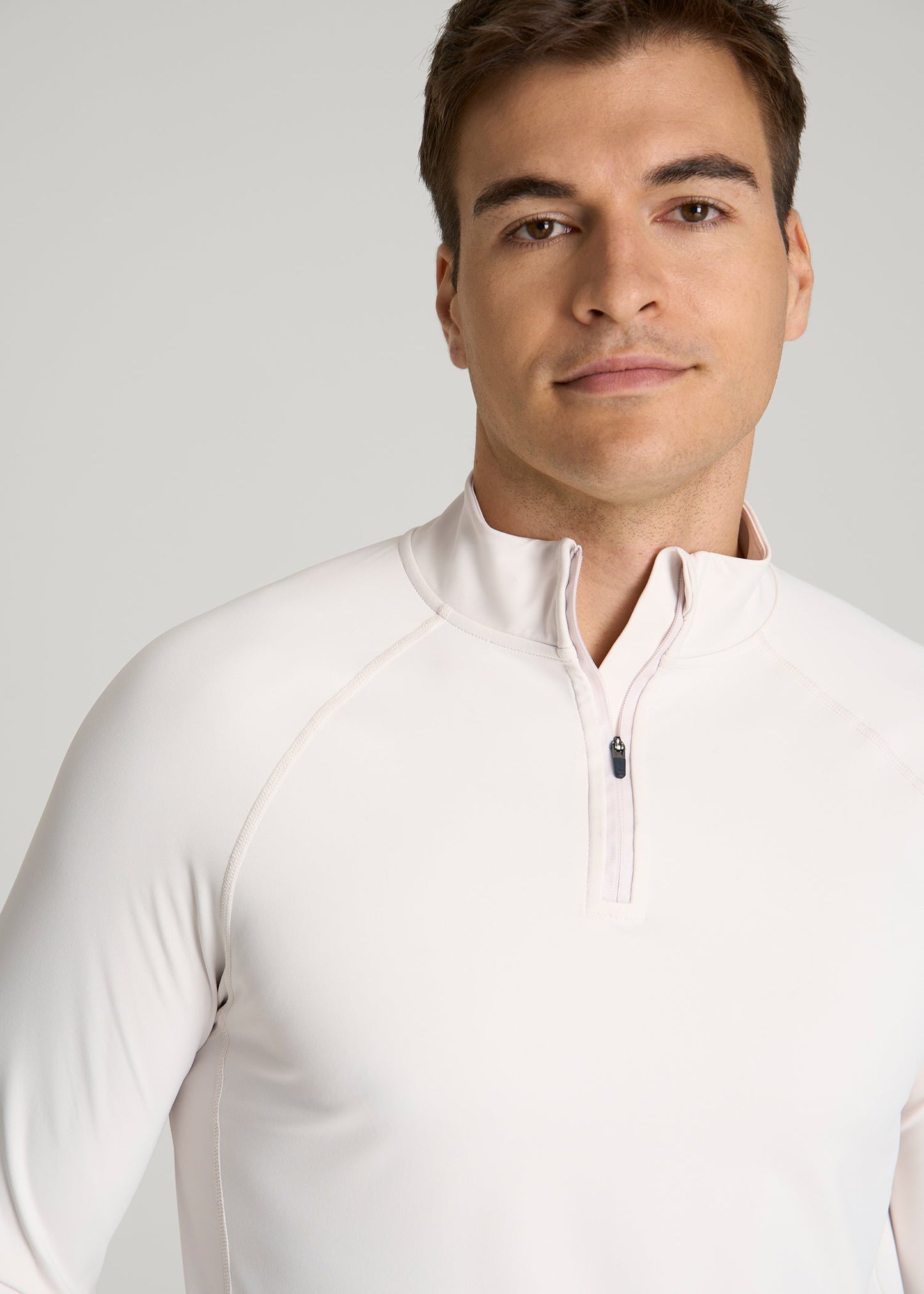 American Tall Men Quarter Zip Long Sleeves Rashguard for Tall Men in White Sand