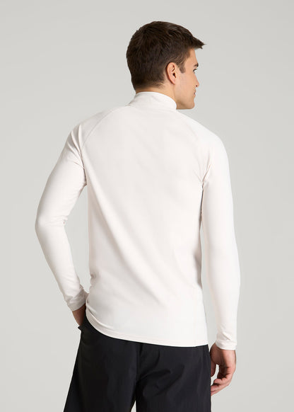 American Tall Men Quarter Zip Long Sleeves Rashguard for Tall Men in White Sand