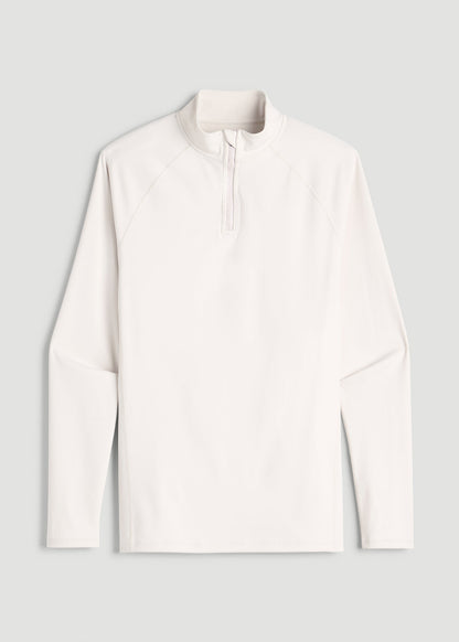 American Tall Men Quarter Zip Long Sleeves Rashguard for Tall Men in White Sand