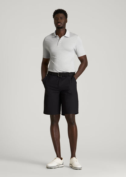 American Tall Men Performance Vented Golf Polo for Tall Men in Silver Drop