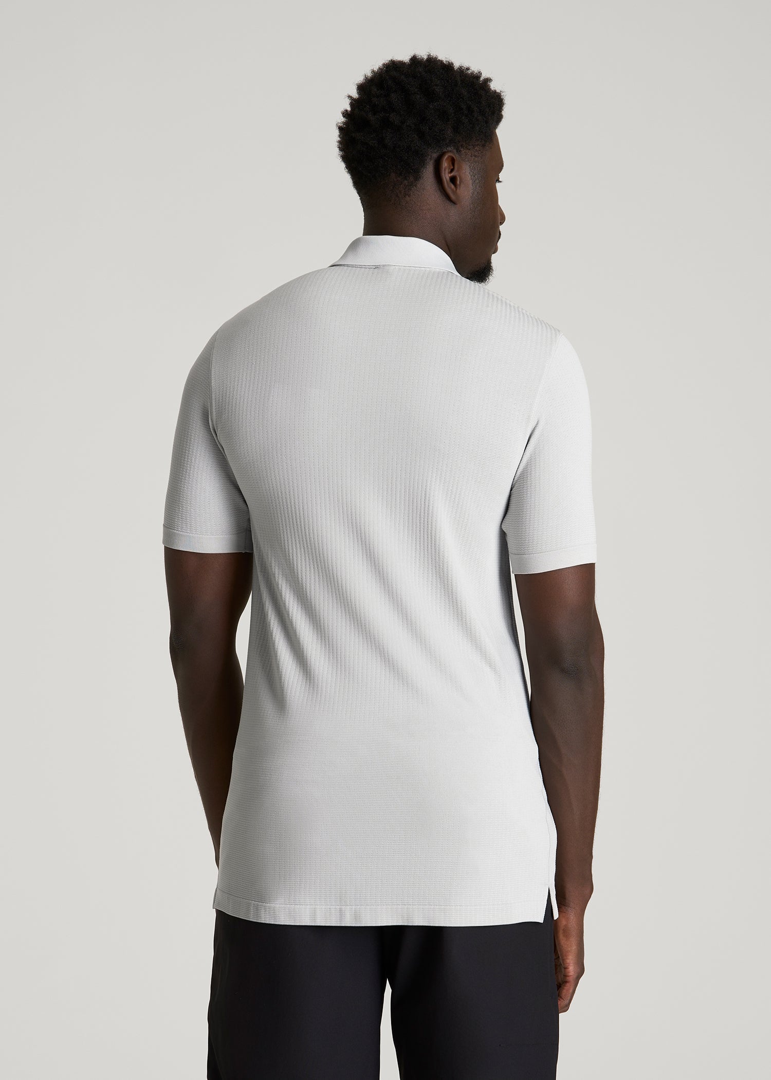 American Tall Men Performance Vented Golf Polo for Tall Men in Silver Drop