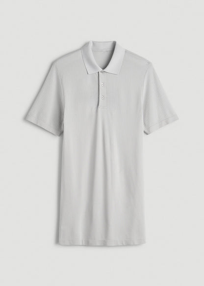 American Tall Men Performance Vented Golf Polo for Tall Men in Silver Drop