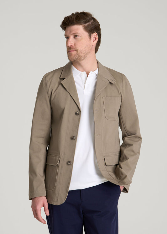 American Tall Men Stretch Commuter Chino Sport Coat for Tall Men in Dusty Khaki