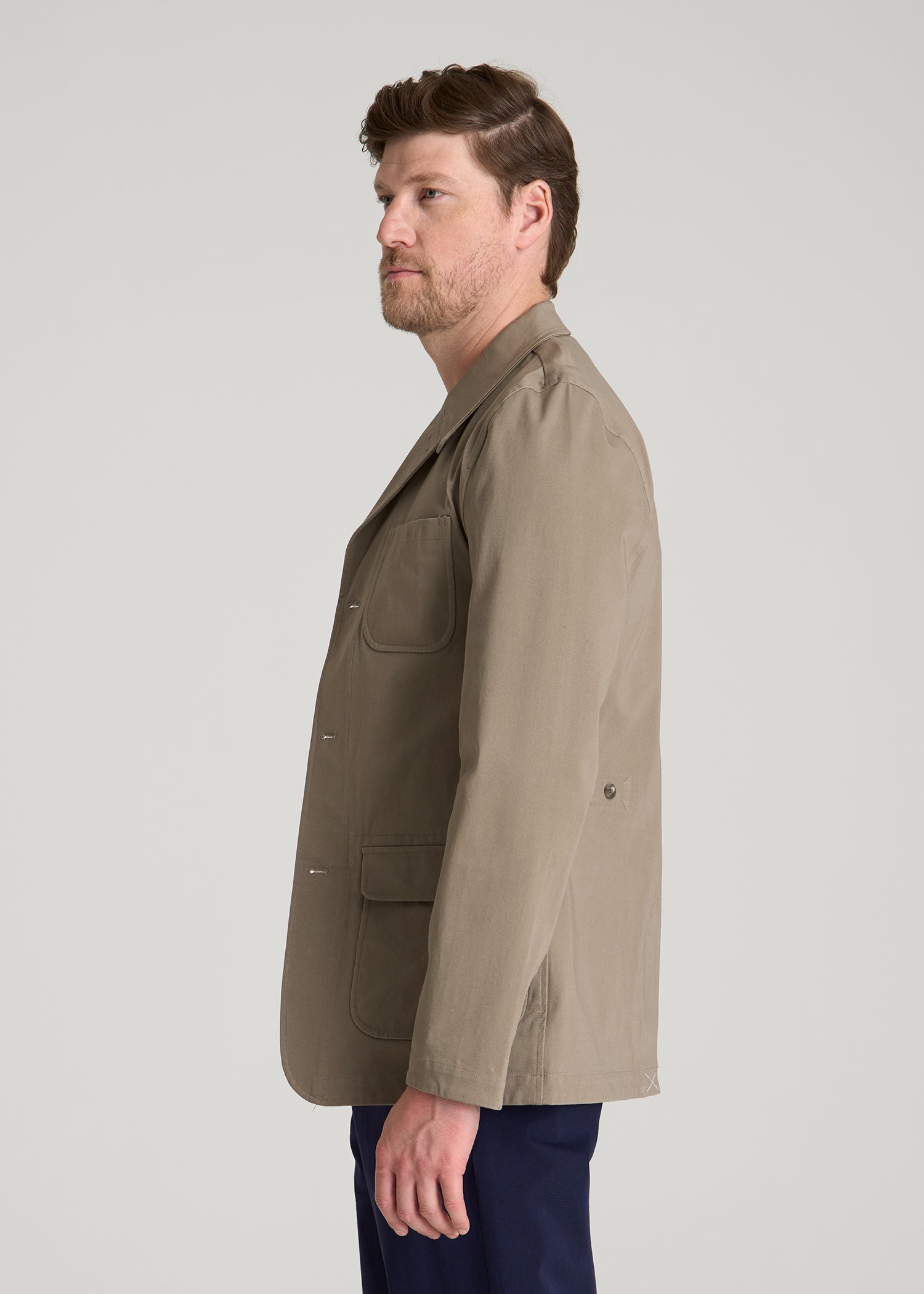 American Tall Men Stretch Commuter Chino Sport Coat for Tall Men in Dusty Khaki