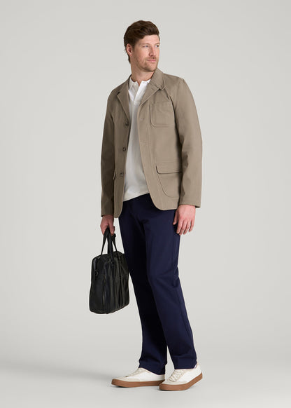 American Tall Men Stretch Commuter Chino Sport Coat for Tall Men in Dusty Khaki