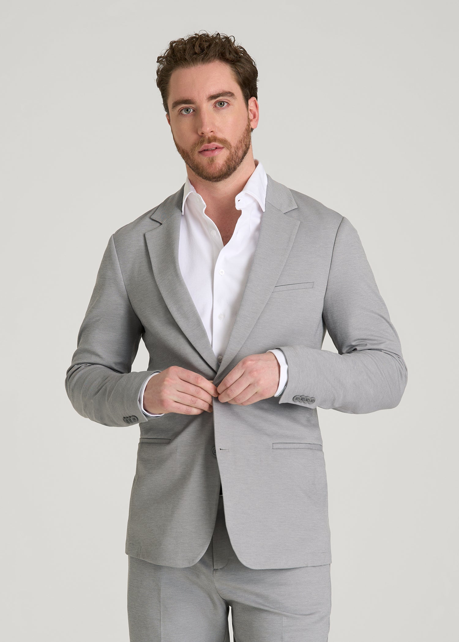 American Tall Men Flex Tech Suit Jacket for Tall Men in Ice Grey Nailhead