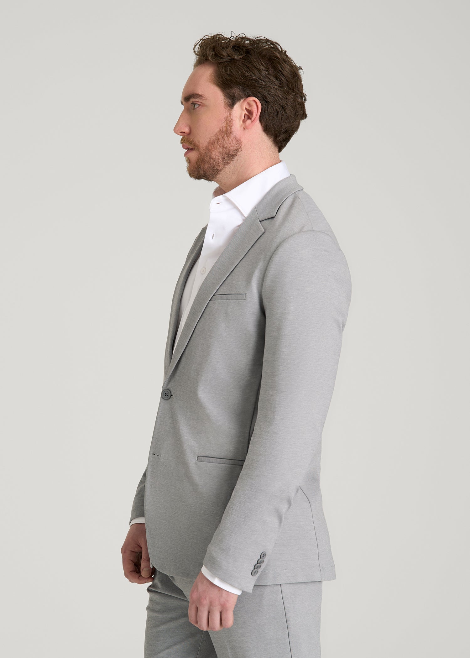 American Tall Men Flex Tech Suit Jacket for Tall Men in Ice Grey Nailhead