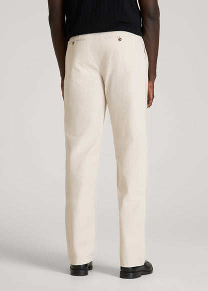 American Tall Men Stretch Commuter Pleated Chinos for Tall Men in White Sand
