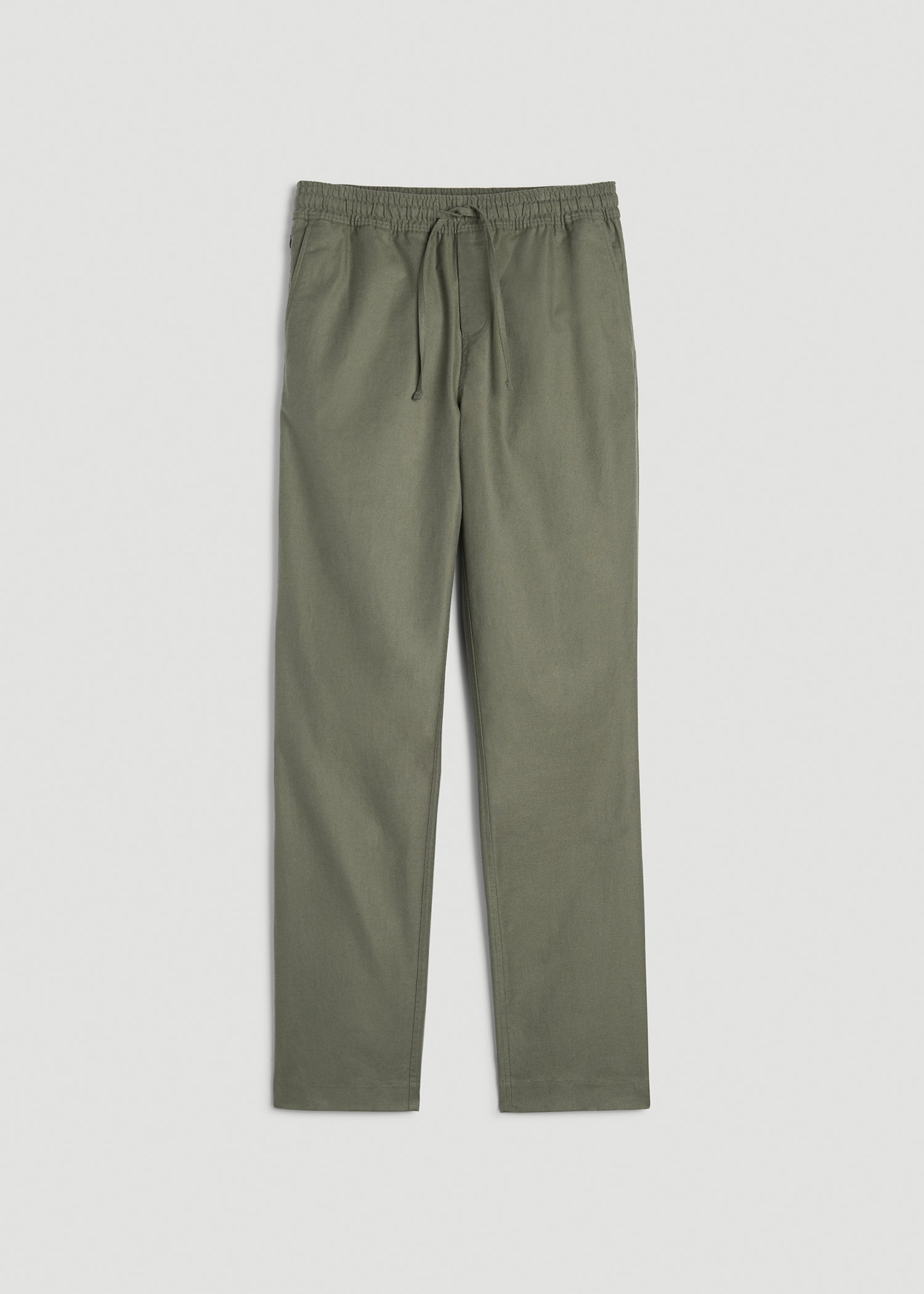 American Tall Men Stretch Cotton Linen Blend Pull-On Pants for Tall Men in Olive