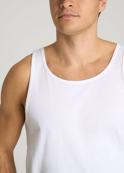 American Tall Men Core Cotton Tank for Tall Men in White