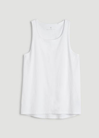 American Tall Men Core Cotton Tank for Tall Men in White