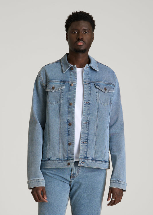 American Tall Men Classic Denim Jacket for Tall Men in Perfect Blue