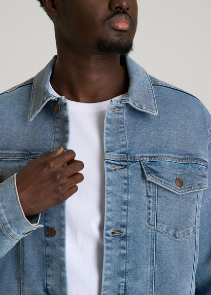 American Tall Men Classic Denim Jacket for Tall Men in Perfect Blue