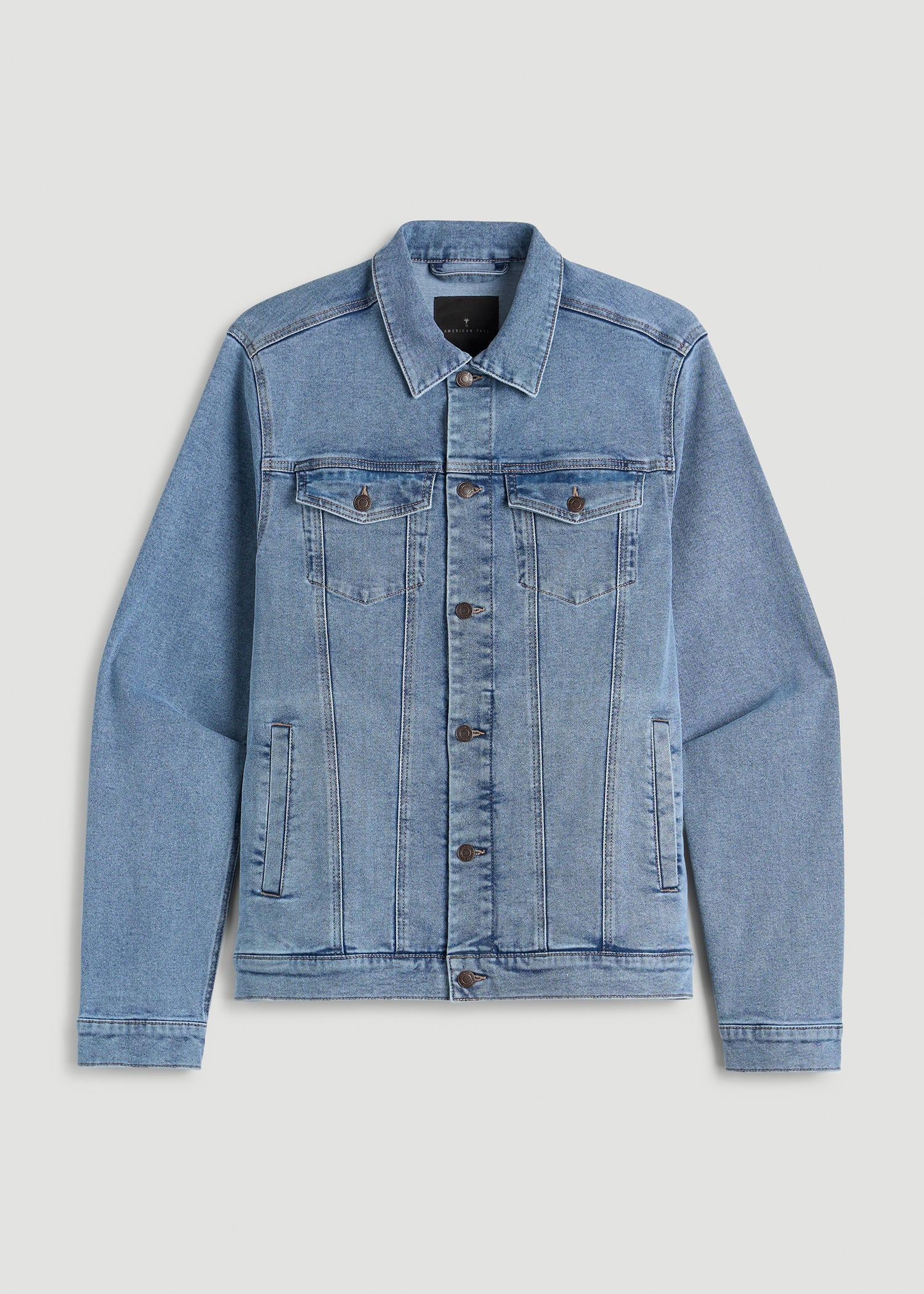 American Tall Men Classic Denim Jacket for Tall Men in Perfect Blue