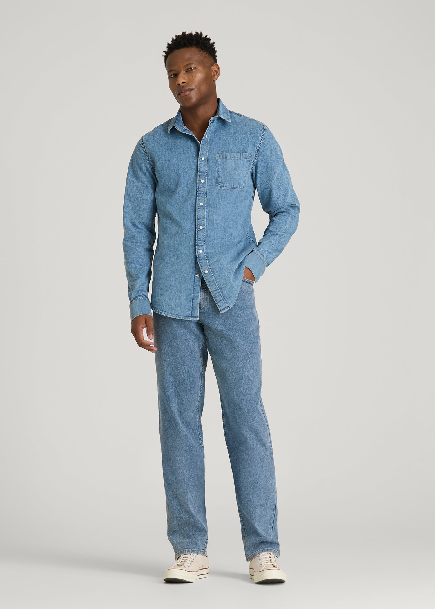 American Tall Men Mason Relaxed Fit Jeans for Tall Men in Perfect Blue