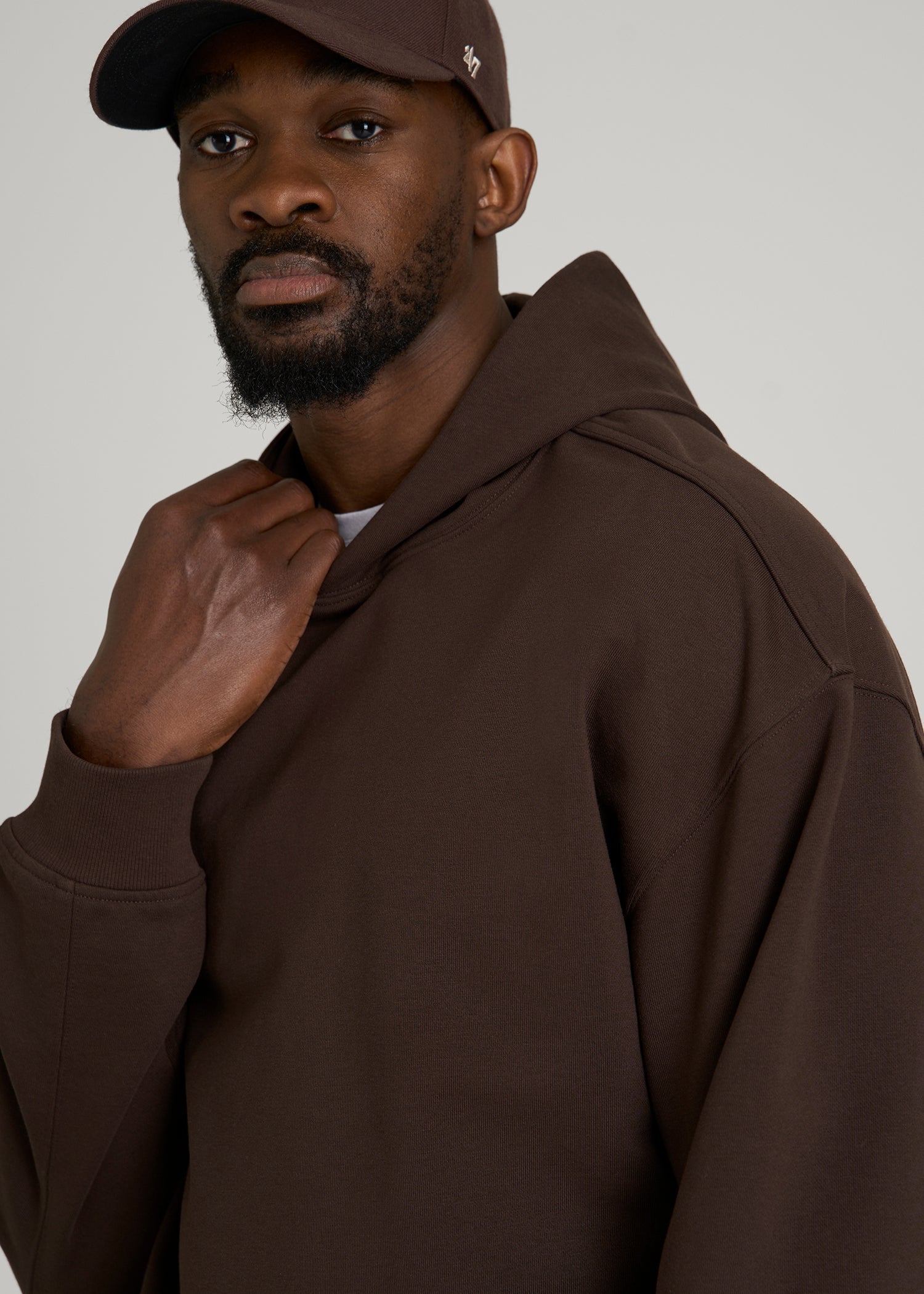 American Tall Men Everyday French Terry Popover Hoodie for Tall Men in Espresso