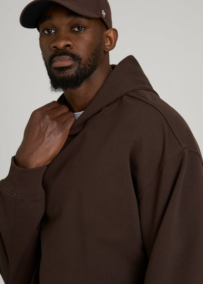 American Tall Men Everyday French Terry Popover Hoodie for Tall Men in Espresso