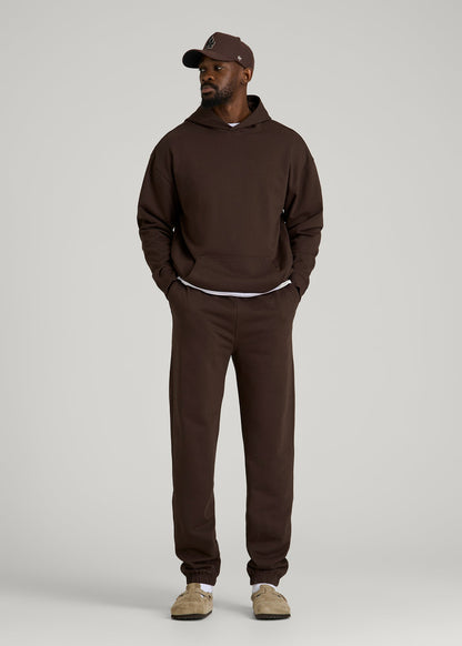 American Tall Men Everyday French Terry Popover Hoodie for Tall Men in Espresso