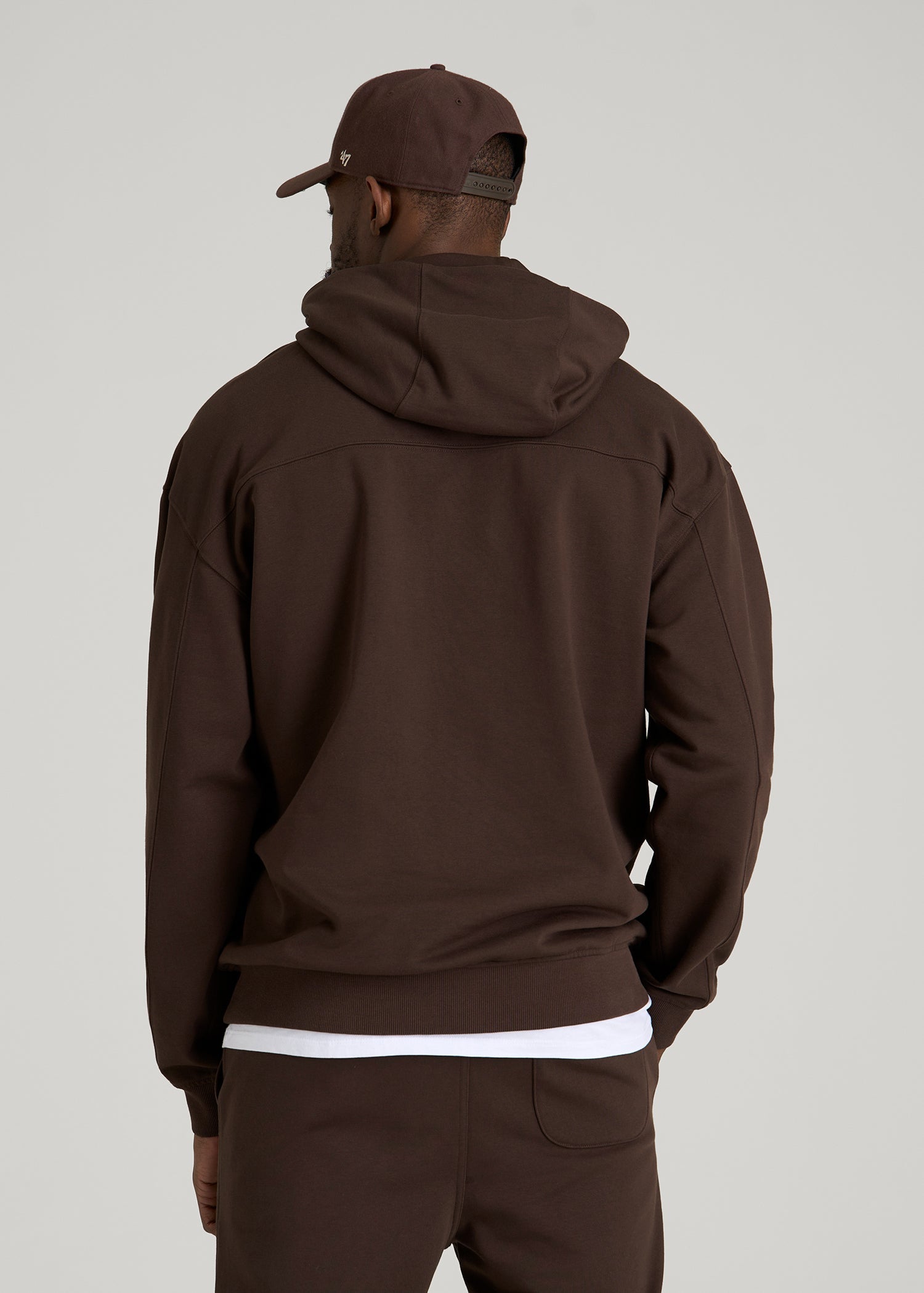 American Tall Men Everyday French Terry Popover Hoodie for Tall Men in Espresso