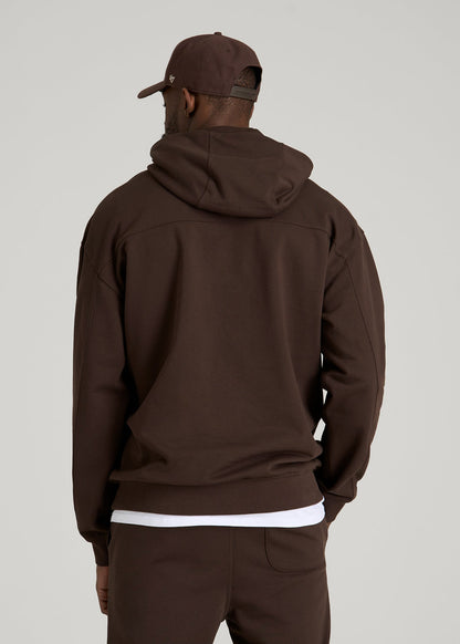 American Tall Men Everyday French Terry Popover Hoodie for Tall Men in Espresso