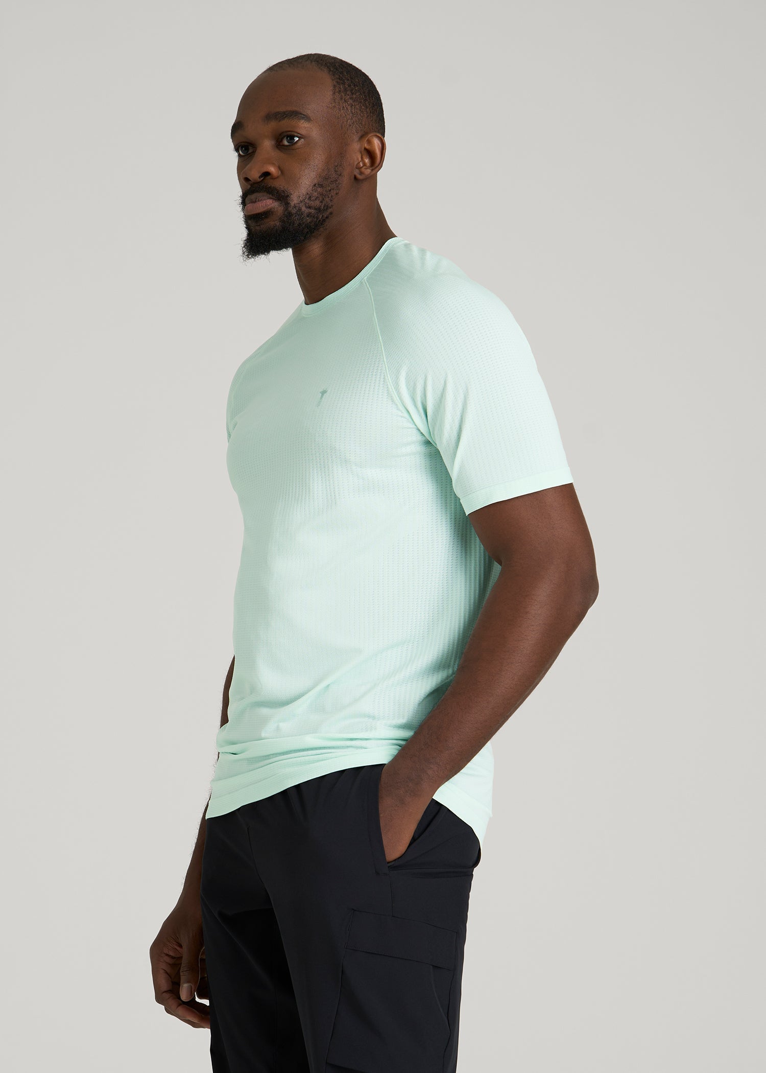 American Tall Men Vented Training Top for Tall Men in Opal Blue
