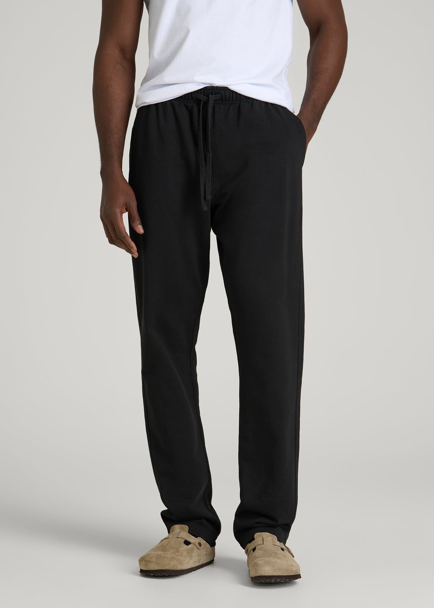 American Tall Men Everyday French Terry Straight Leg Sweatpants for Tall Men in Black