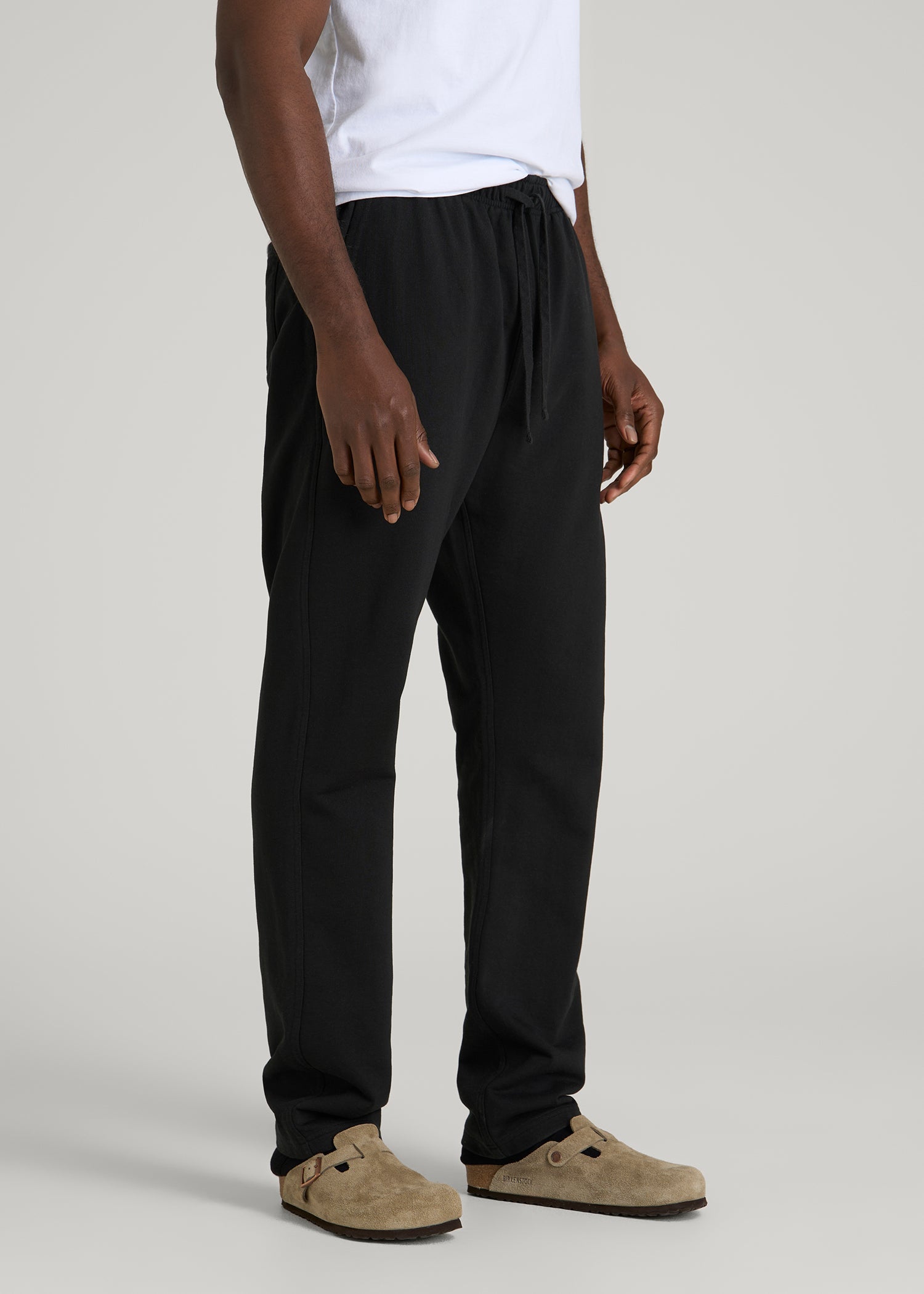 American Tall Men Everyday French Terry Straight Leg Sweatpants for Tall Men in Black