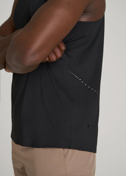 American Tall Men Perforated Training Singlet for Tall Men in Black