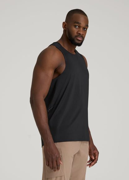 American Tall Men Perforated Training Singlet for Tall Men in Black