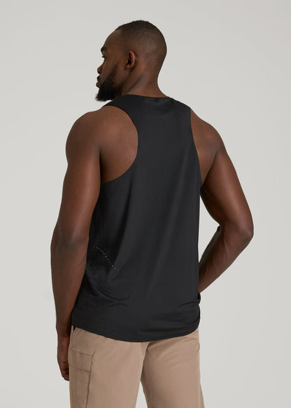 American Tall Men Perforated Training Singlet for Tall Men in Black