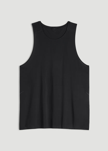 American Tall Men Perforated Training Singlet for Tall Men in Black