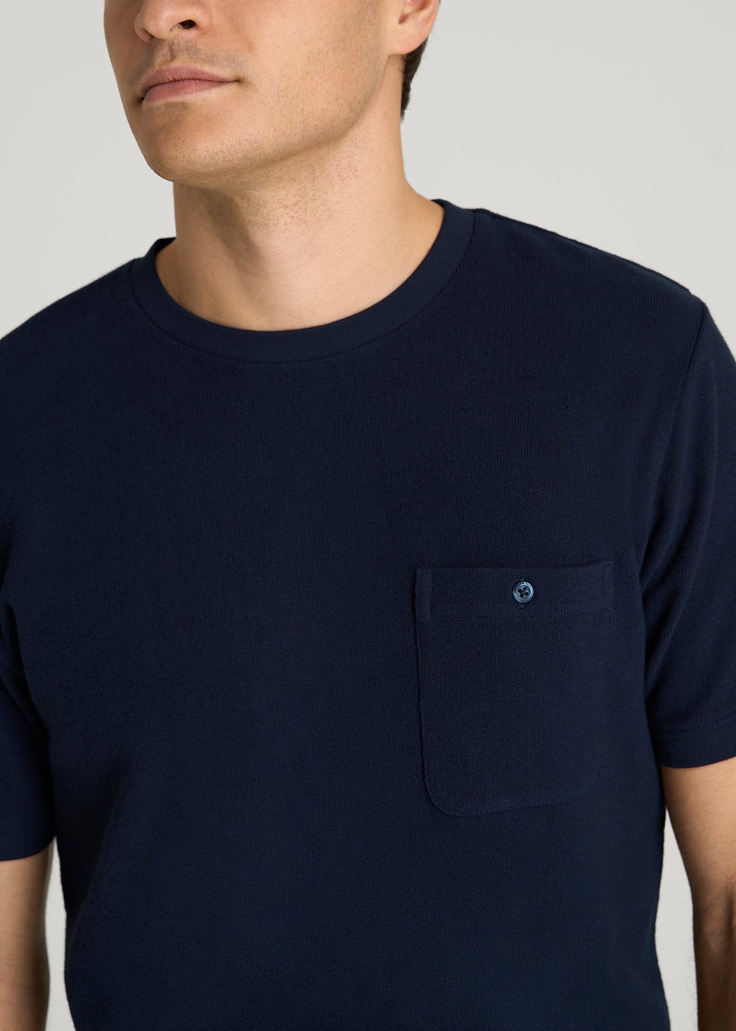 American Tall Men Terry Cotton Pocket Tee for Tall Men in Patriot Blue