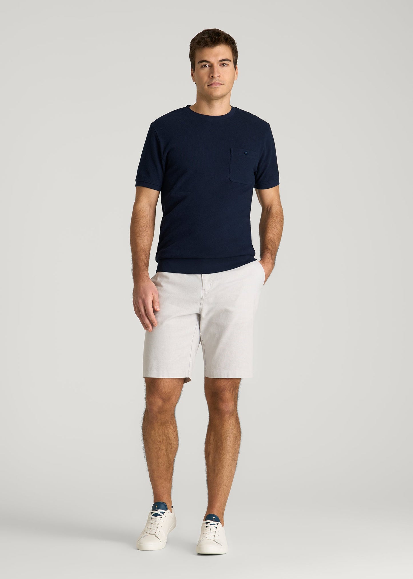 American Tall Men Terry Cotton Pocket Tee for Tall Men in Patriot Blue