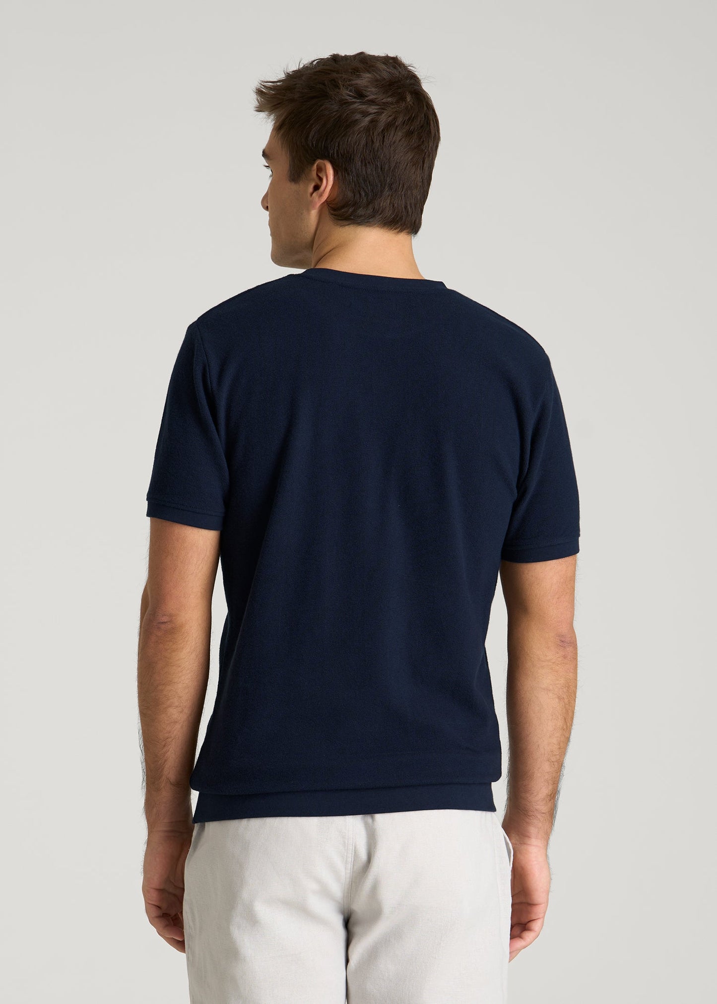 American Tall Men Terry Cotton Pocket Tee for Tall Men in Patriot Blue