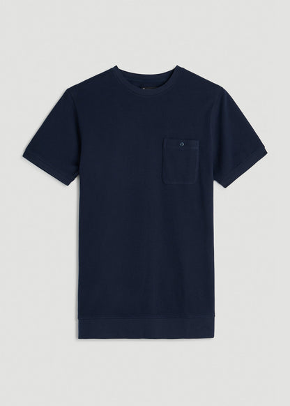 American Tall Men Terry Cotton Pocket Tee for Tall Men in Patriot Blue