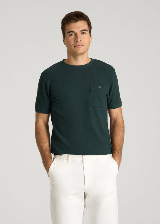 American Tall Men Terry Cotton Pocket Tee for Tall Men in Emerald