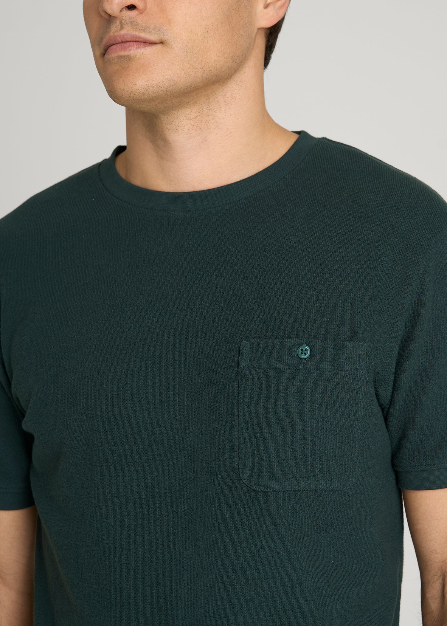 American Tall Men Terry Cotton Pocket Tee for Tall Men in Emerald