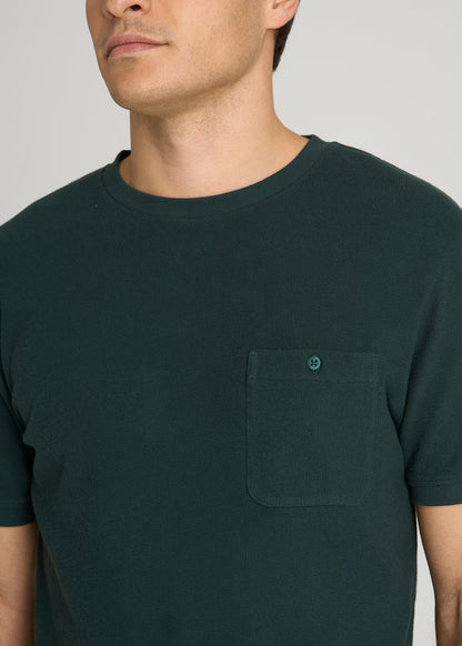 American Tall Men Terry Cotton Pocket Tee for Tall Men in Emerald